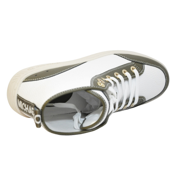 Michael Kors Shea Mid High Top Two-Tone Faux Leather Sneaker Olive/Green $225Nib - Picture 6 of 7